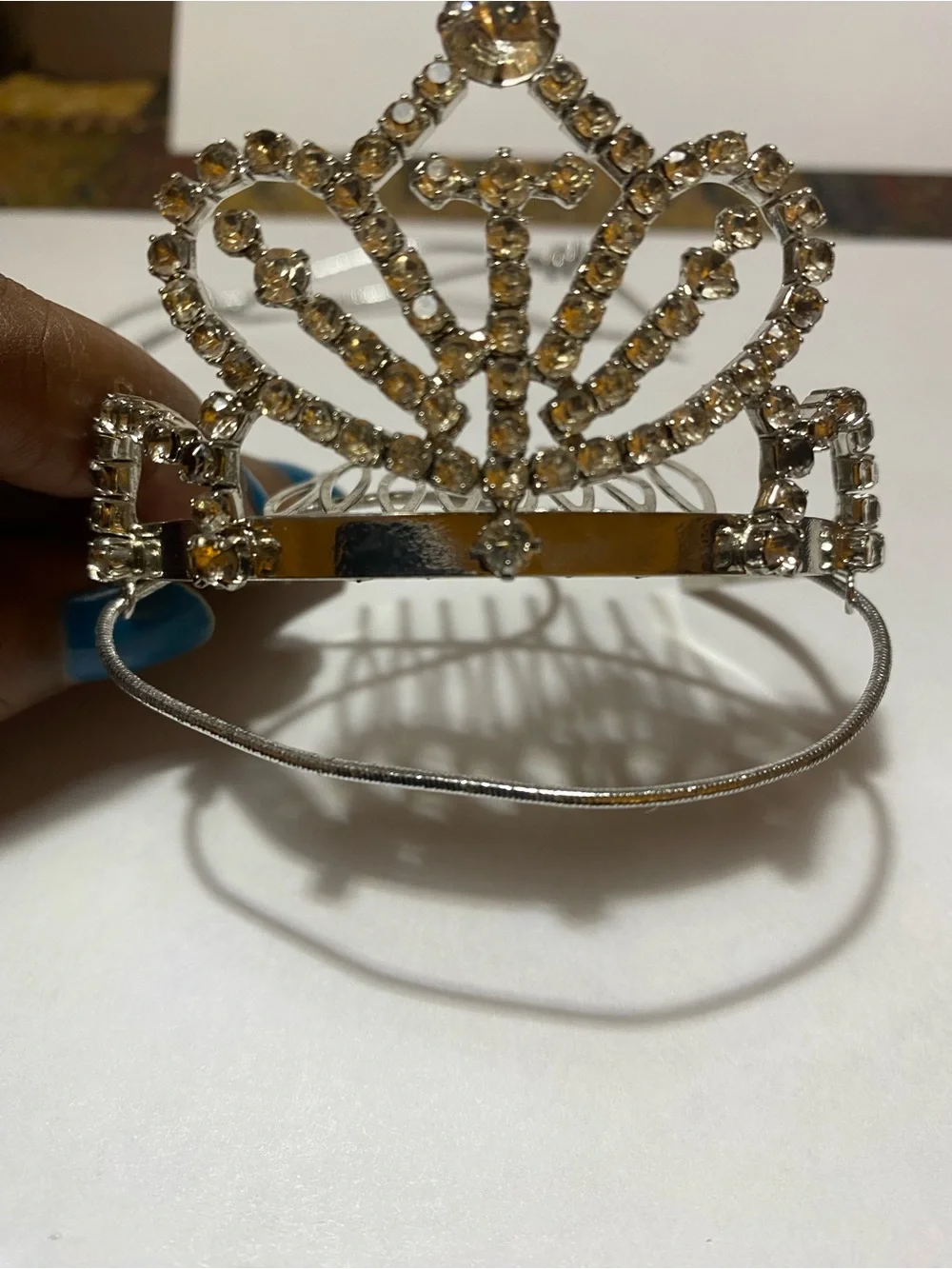 Amber Crystal Mini Tiara Hair Brooch - Sparkling Accent
